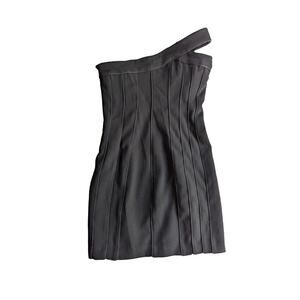 BCBGMAXAZRIA Jean Boned One Shoulder Seamed‎ Crepe Mini Dress Size 2